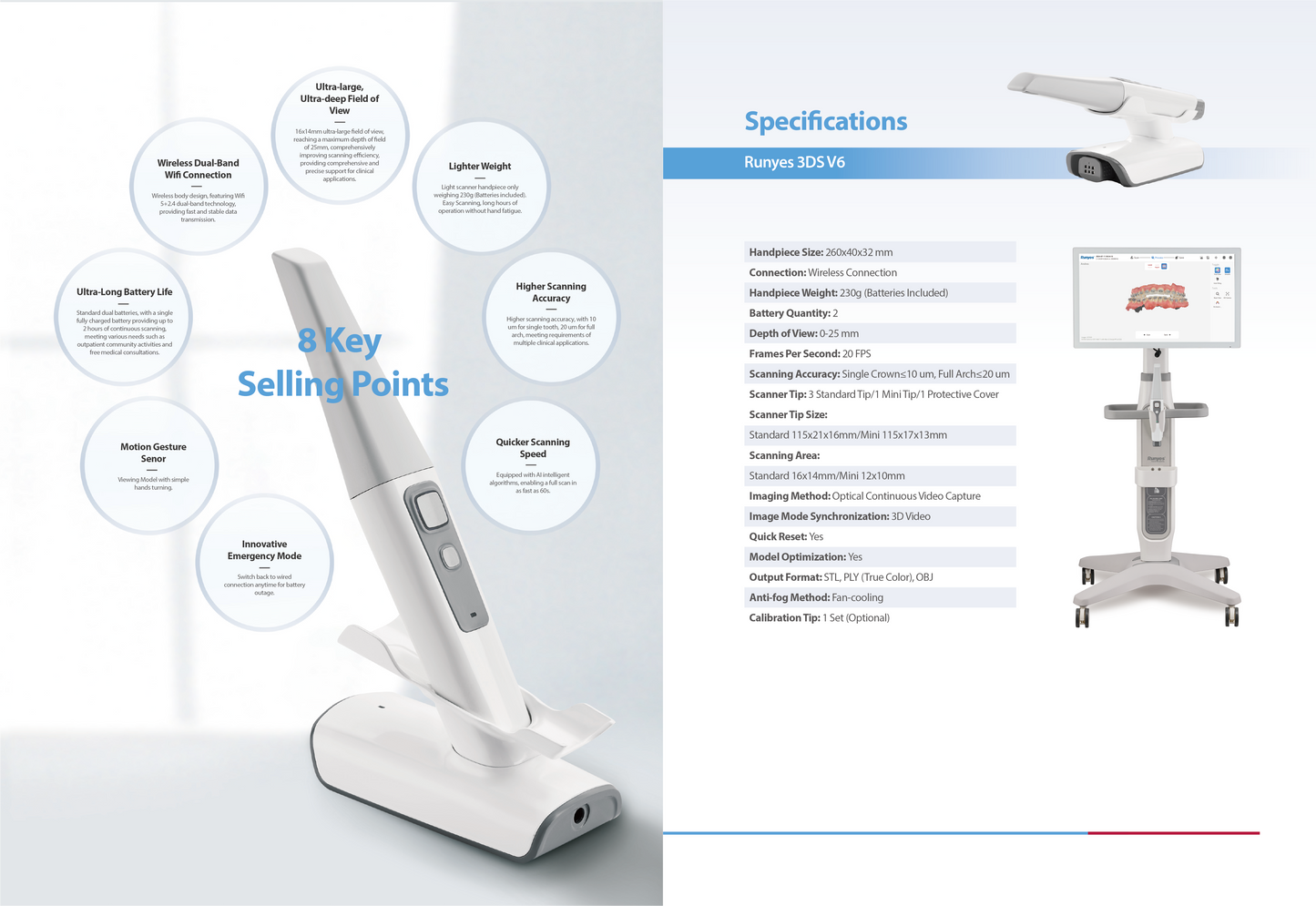 Scanner intraoral sans fil RUNYES 3DS V6