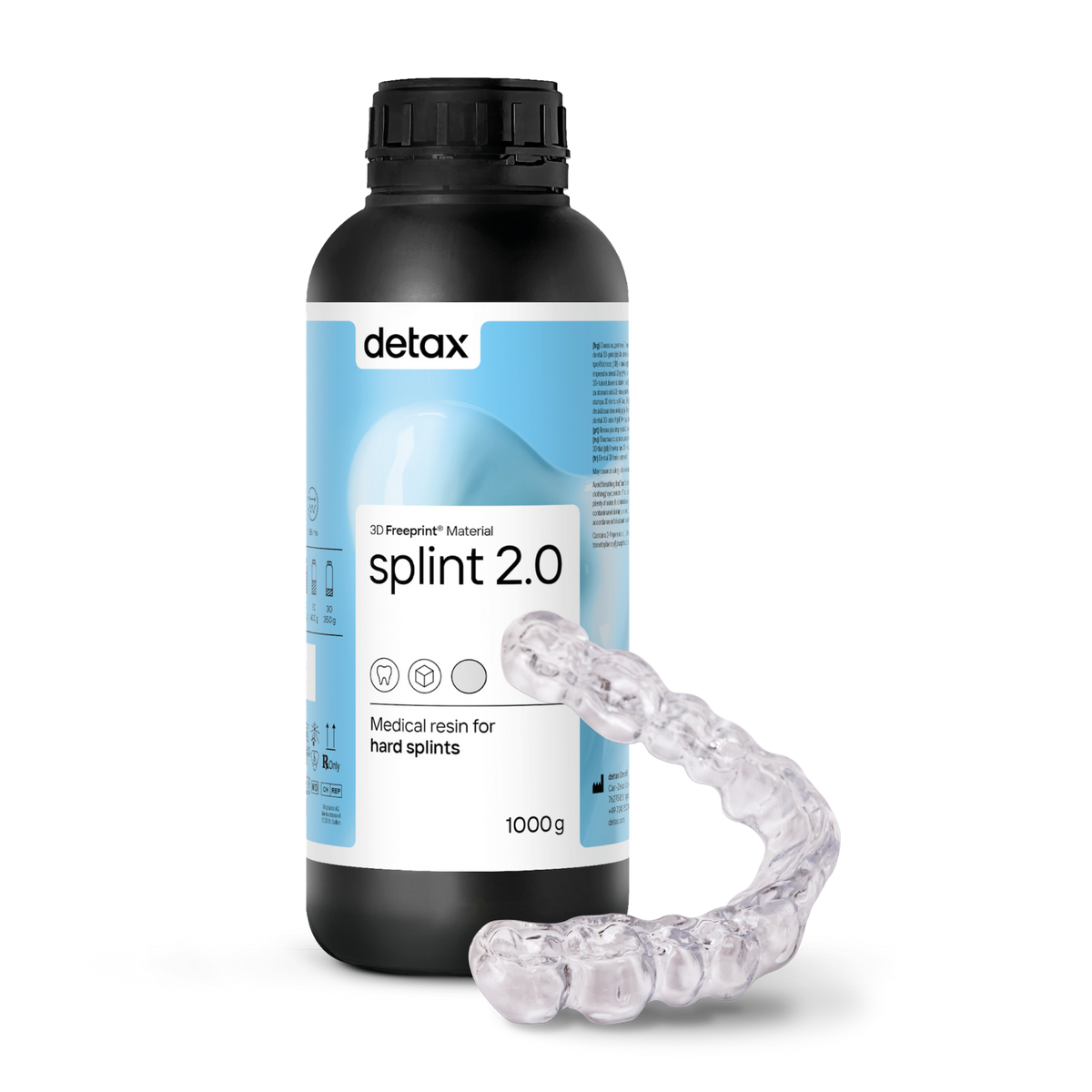 Résine 3D Detax Freeprint Splint 2.0 pour gouttières rigides